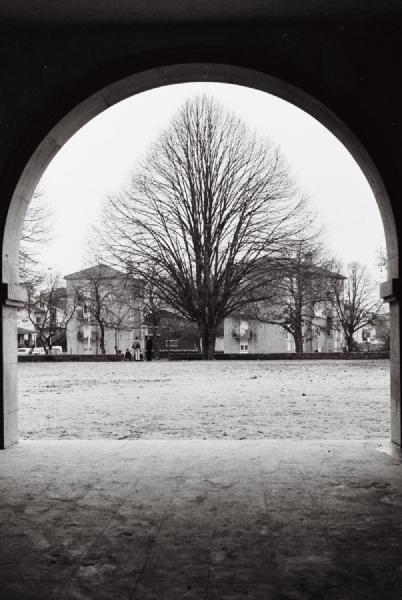 Viseu, late 1980s. During our youth, school was one of the main centres of life. In a time without electronic devices, being present in these places truly mattered. In this image, the old arcade of the Alves Martins School (the “Liceu”) frames a magnificent tree that once stood in the courtyard.